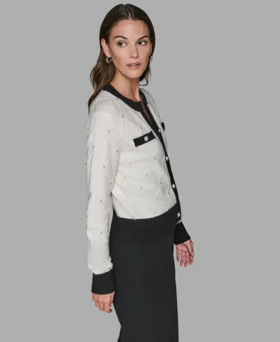 Karl Lagerfeld Contrast Trim Cardigan In Multi