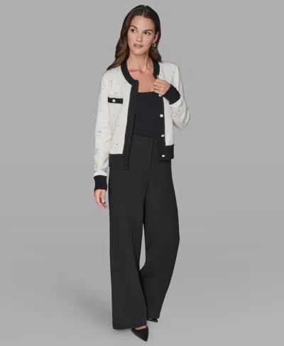 Karl Lagerfeld Contrast Trim Cardigan In Multi