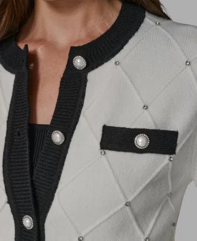 Karl Lagerfeld Contrast Trim Cardigan In Multi