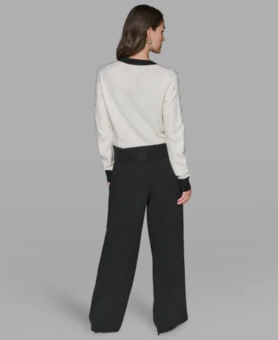 Karl Lagerfeld Contrast Trim Cardigan In Multi