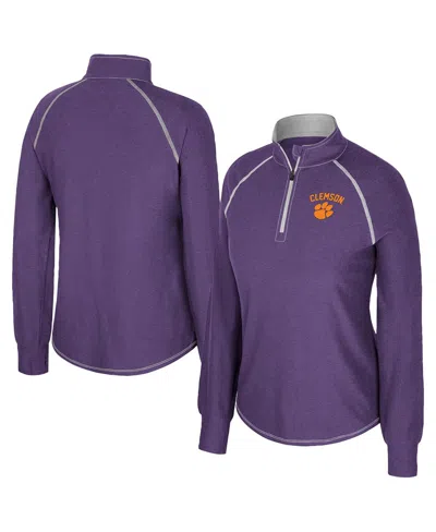 Colosseum Women's Purple Clemson Tigers Bikram Raglan Quarter-zip Sweatshirt In Purple