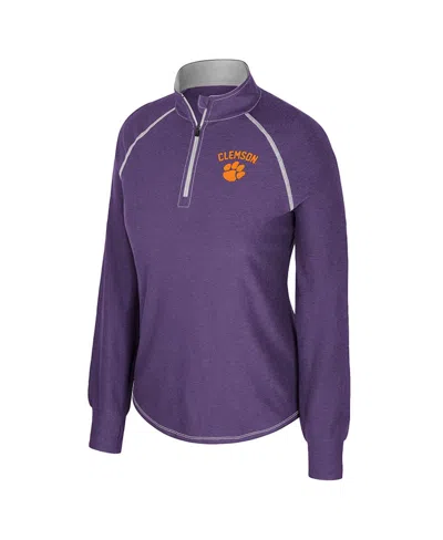 Colosseum Women's Purple Clemson Tigers Bikram Raglan Quarter-zip Sweatshirt In Purple