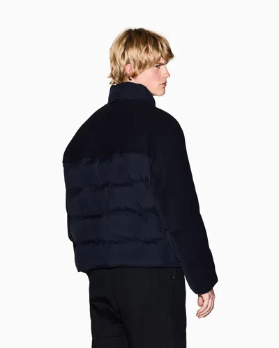 Armani Exchange Jacket With Zip And Contrasting Inserts In Blue