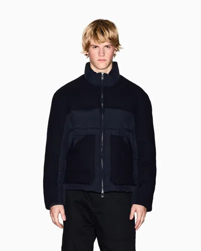 Armani Exchange Jacket With Zip And Contrasting Inserts In Blue