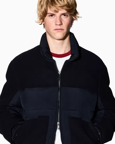 Armani Exchange Jacket With Zip And Contrasting Inserts In Blue