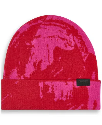 Dkny Women's Paint Stroke Beanie In Red