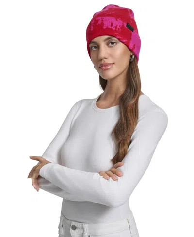 Dkny Women's Paint Stroke Beanie In Red