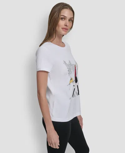 Dkny Women's Conversational Short Sleeve T-shirt In White