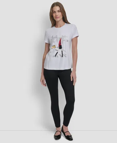 Dkny Women's Conversational Short Sleeve T-shirt In White