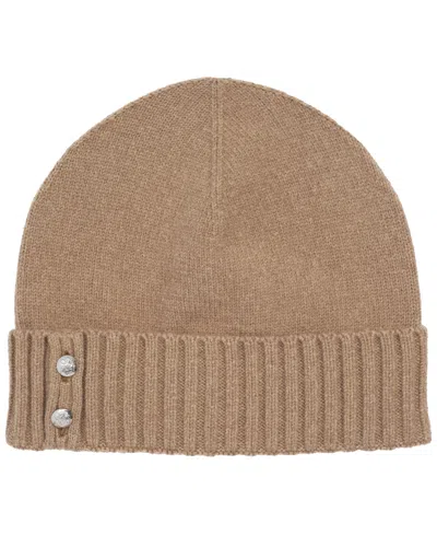 Ralph Lauren Ribbed Button Beanie Hat In Brown