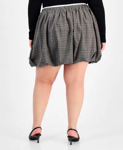 Bar Iii Trendy Plus Size Plaid Bubble Mini Skort, Macy's Exclusive In Multi