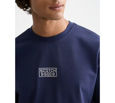 Scotch & Soda Men's Relaxed Fit Cross Stitch Artwork T-shirt In Blue