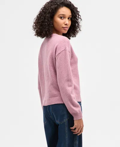 Freshman Juniors' Drop-shoulder Long-sleeve Sweater In Pink