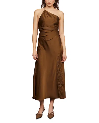 Amur Mare One Shoulder Dress In Brown