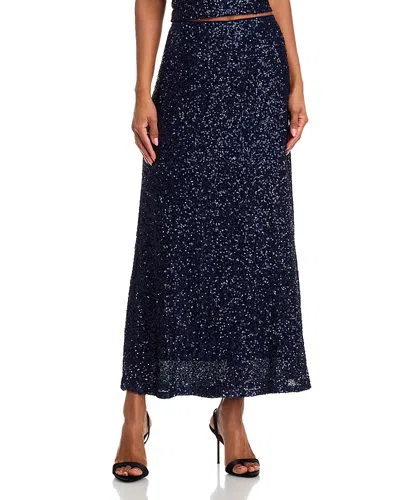 Aqua Sequin Maxi Skirt- Exclusive In Blue