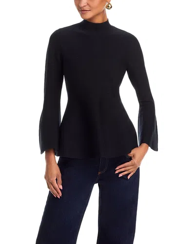 Aqua Mock Neck Bell Sleeve Top - Exclusive In Black
