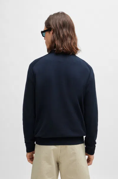 Hugo Boss Logo-embroidered Ribbed Jumper In Black