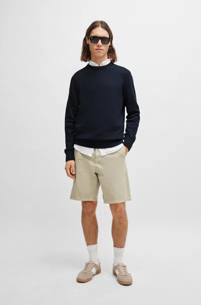 Hugo Boss Logo-embroidered Ribbed Jumper In Black