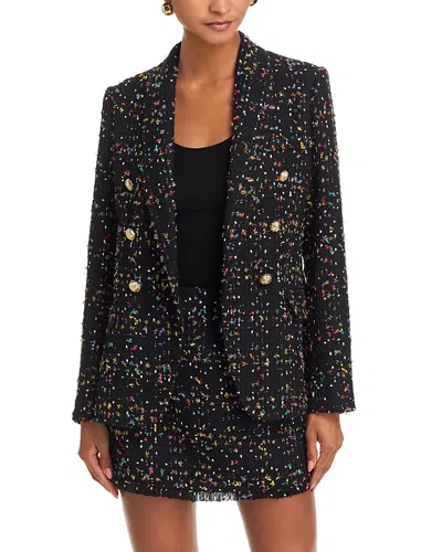 Aqua Rainbow Tweed Cutaway Blazer - Exclusive In Black