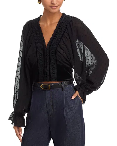 Aqua Embellished Clip Dot Top - Exclusive In Black