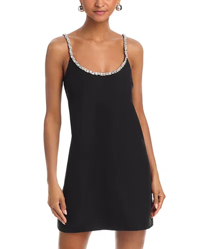 Aqua Crystal Trim Shift Dress - Exclusive In Black