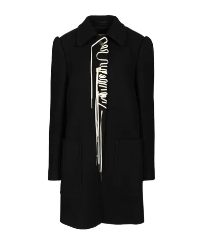 Dries Van Noten Structured White Jacket With High Shoulder Pads And Elegant Collar In Black