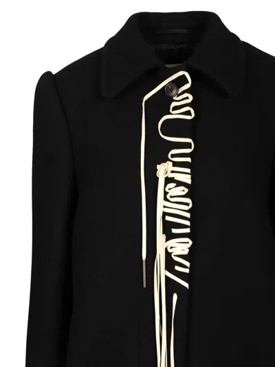 Dries Van Noten Structured White Jacket With High Shoulder Pads And Elegant Collar In Black