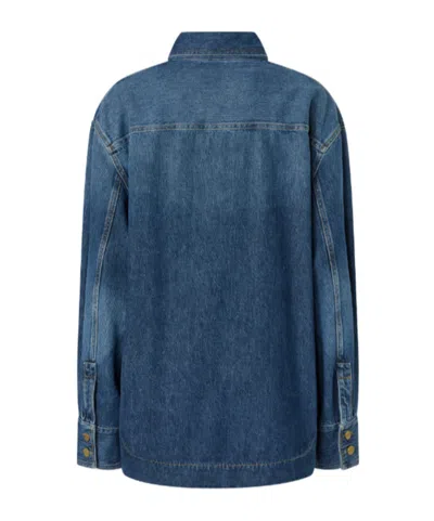 Pinko Buttoned Pocket Denim Shirt In Blue