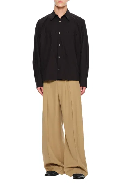 Wooyoungmi Long-sleeved Logo Shirt In Black