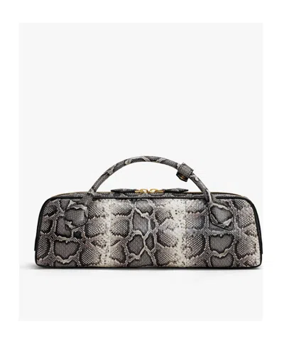 Alaïa Small Le Teckel Python Print Leather Shoulder Bag In Purple