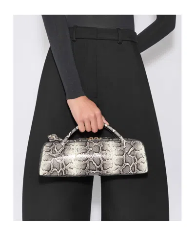 Alaïa Small Le Teckel Python Print Leather Shoulder Bag In Purple