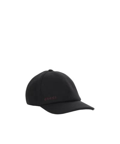 Gucci Wool Baseball Cap Featuring A Curved Brim In Black