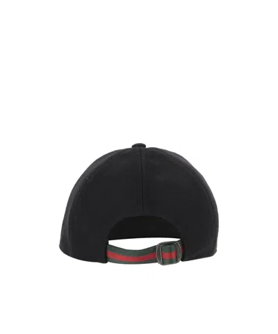 Gucci Wool Baseball Cap Featuring A Curved Brim In Black