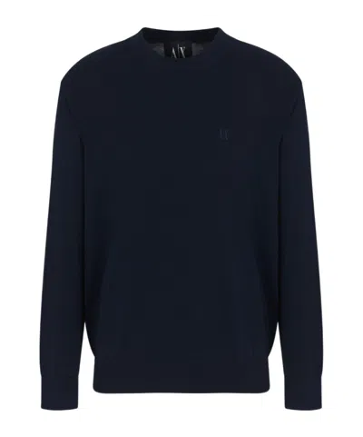Armani Exchange Logo-embroidered Sweater In Blue