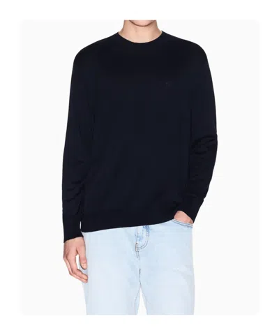 Armani Exchange Logo-embroidered Sweater In Blue