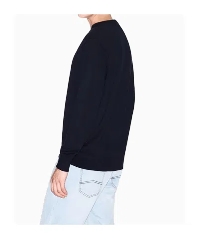 Armani Exchange Logo-embroidered Sweater In Blue