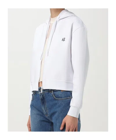 Armani Exchange Stretch Bonded Cotton Sweatshirt In White