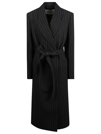 Acne Studios Women Long Coat With Belt At The Waist In Black