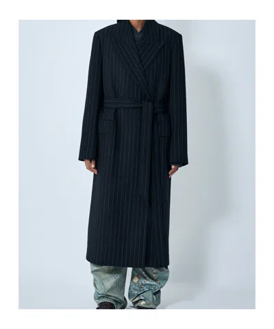Acne Studios Women Long Coat With Belt At The Waist In Black