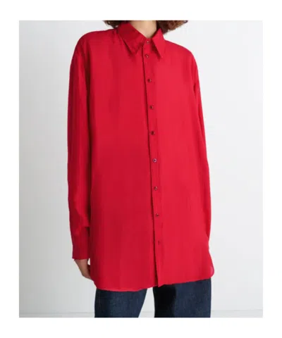 Lemaire Flowing Long Sleeve Shirt In Red