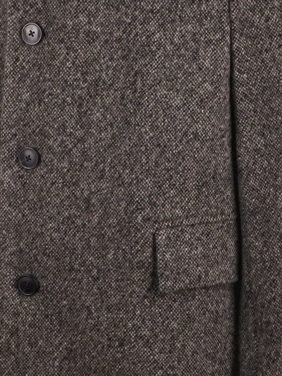 Dries Van Noten Structured Grey Coat With Classic Silhouette In Brown