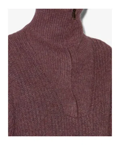 Isabel Marant Étoile Danita Zip-up Colar Sweater In Burgundy