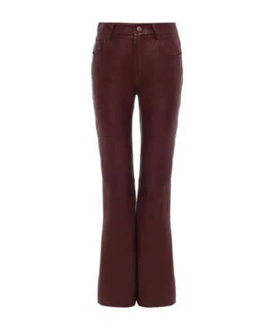 Chloé Flared Textured Lambskin Leather Trousers In Brown
