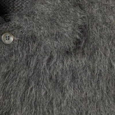 Gucci Men Grey Cardigan With Classic Collar And Brushed Effect In Mohair Blend Woman In Gray