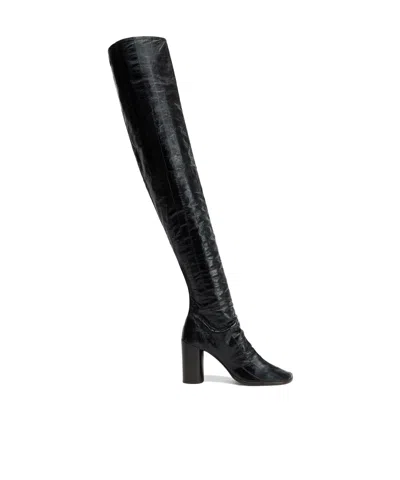 Lemaire Black Glove 80 Tall Boots In Black