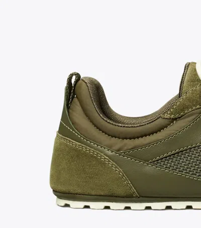 Tory Burch Field Leather And Suede Low-top Sneakers In Green