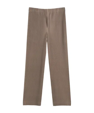 Issey Miyake Pleated Tailored Trousers In Brown