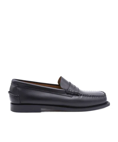 Sebago Black Leather Loafers In Nero Nero