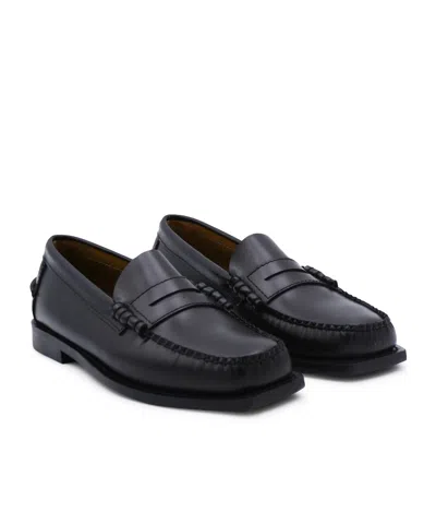 Sebago Black Leather Loafers In Nero Nero