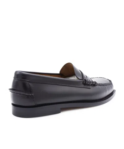 Sebago Black Leather Loafers In Nero Nero